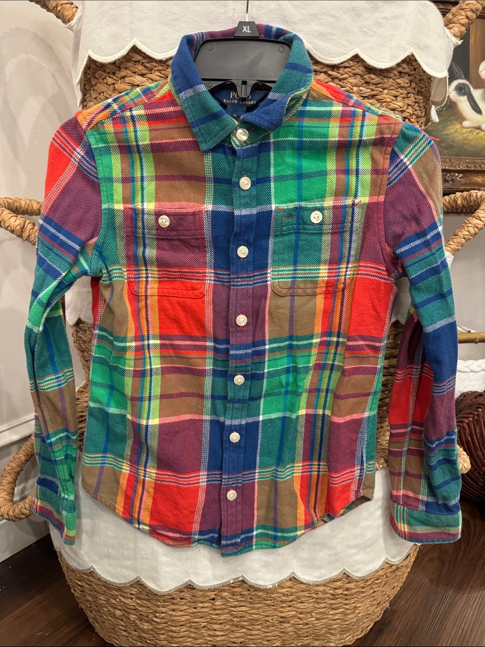 Ralph Lauren Vibrant Multicolor Plaid Flannel Button-Down Shirt